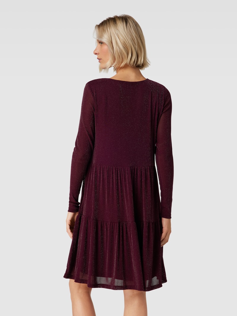 Minikleid im Stufenlook mit Rundhalsausschnitt in pflaume