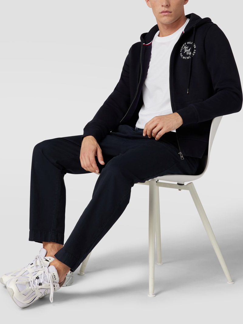 Sweatjacke mit Label-Detail Modell 'CIRCLE MIXED TYPE ZIP' in marineblau