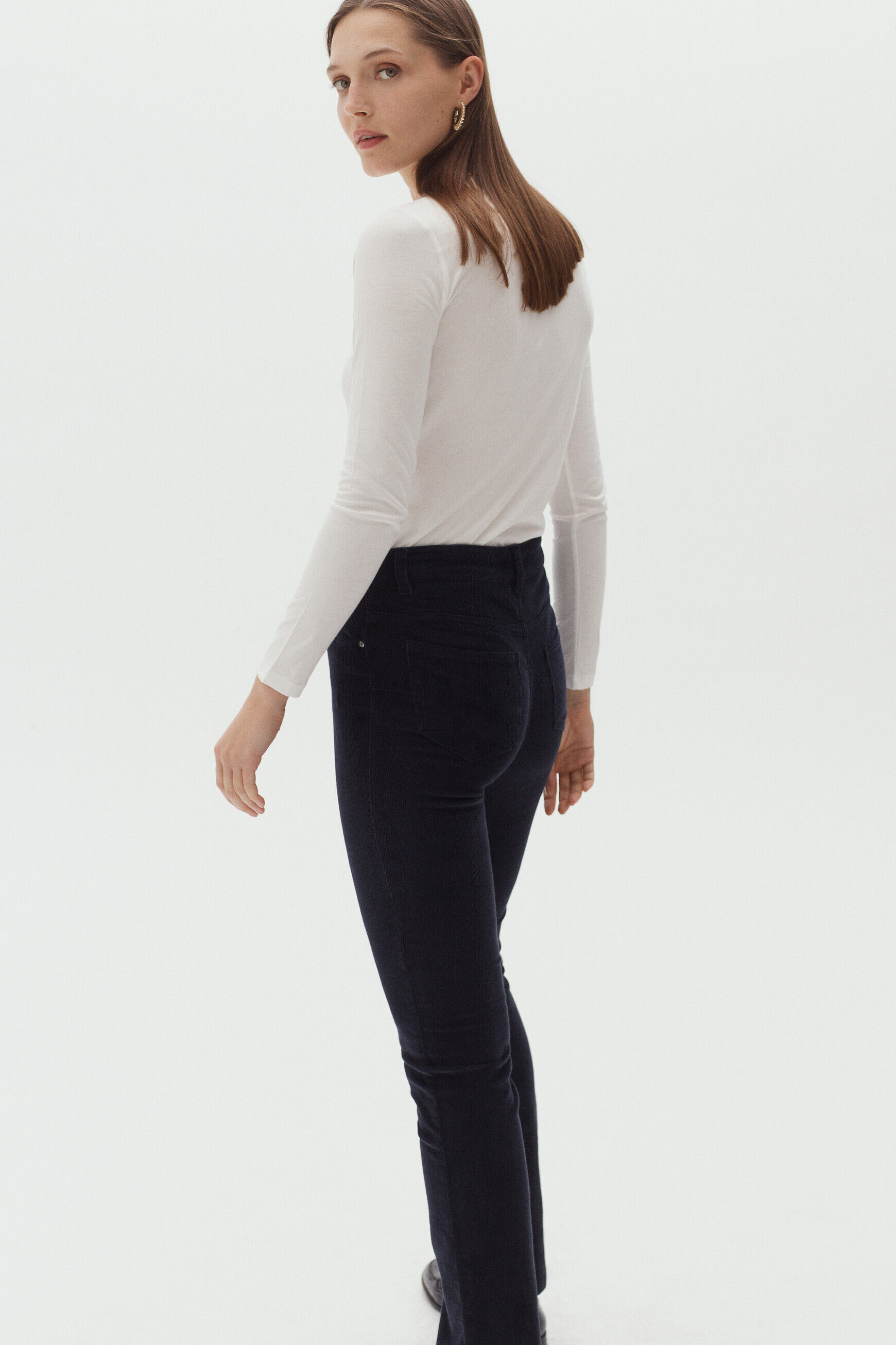 pantalon chicago velours bleu marine femme