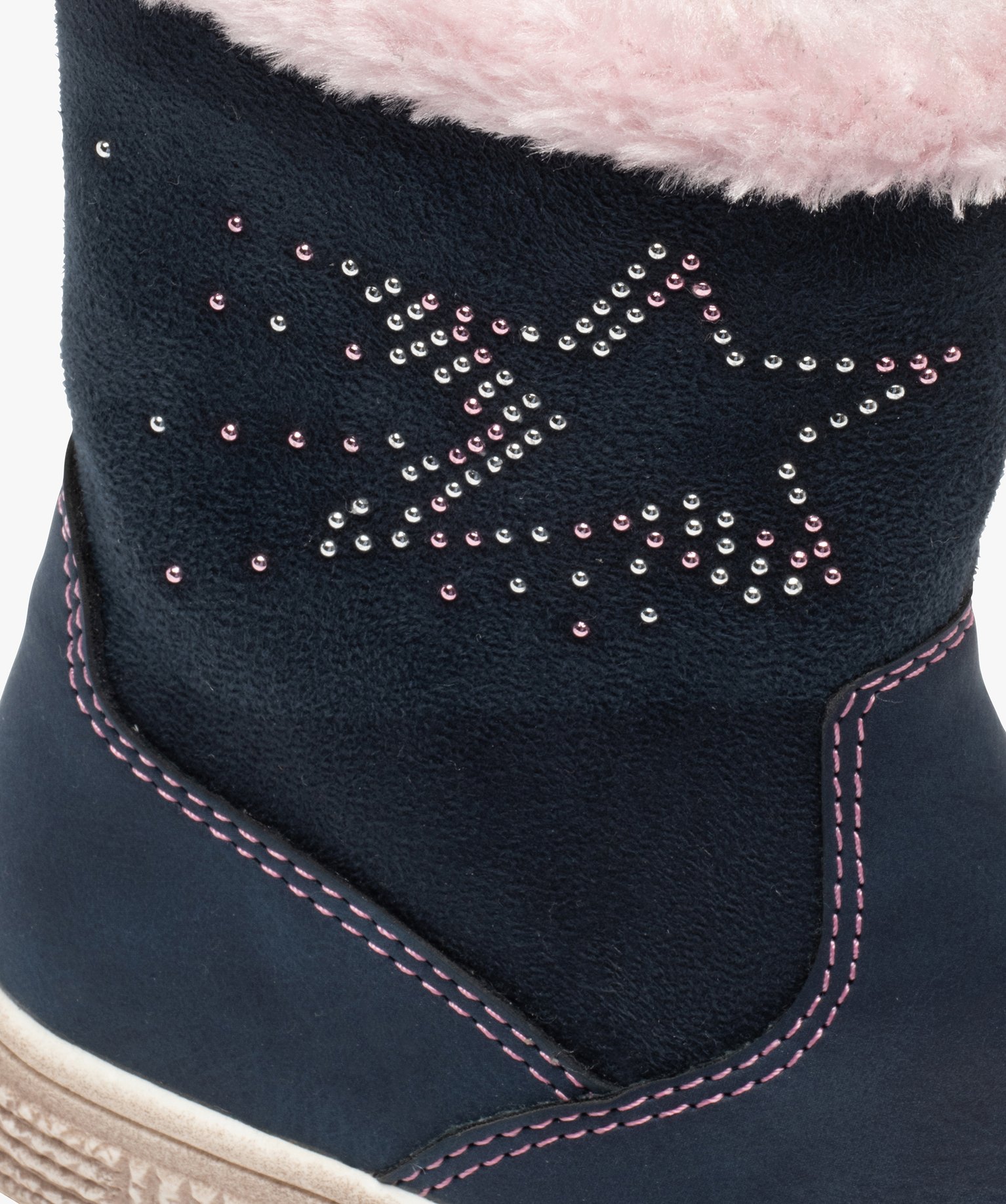 Bottes fourrées fille en suédine motif étoile en strass bleu | GEMO