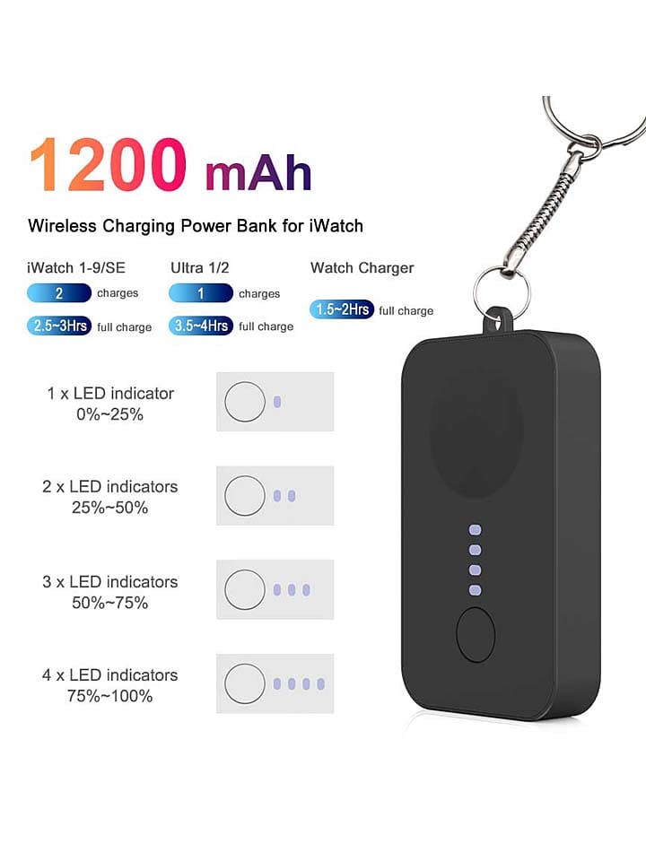 SWEET ACCESS Mini-Powerbank für Smartwatches in Schwarz - 1200 mAh günstig kaufen onesize
