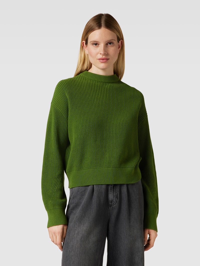 Strickpullover mit Rundhalsausschnitt in grasgrün