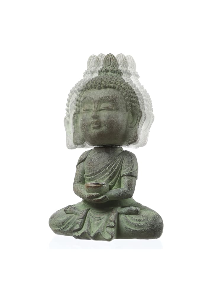 MARELIDA LED Solar Buddha Wackelfigur Gartenfigur H: 19cm Lichtsensor in hellgrau günstig kaufen onesize