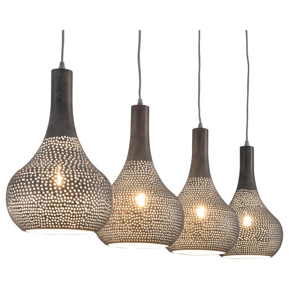 famlights Hängeleuchte, Pendelleuchte Nela aus Metall in Grau 4xE27, keine Angabe, Leuchtmittel enthalten: Nein, warmweiss, Hängeleuchte, Pendellampe, Pendelleuchte