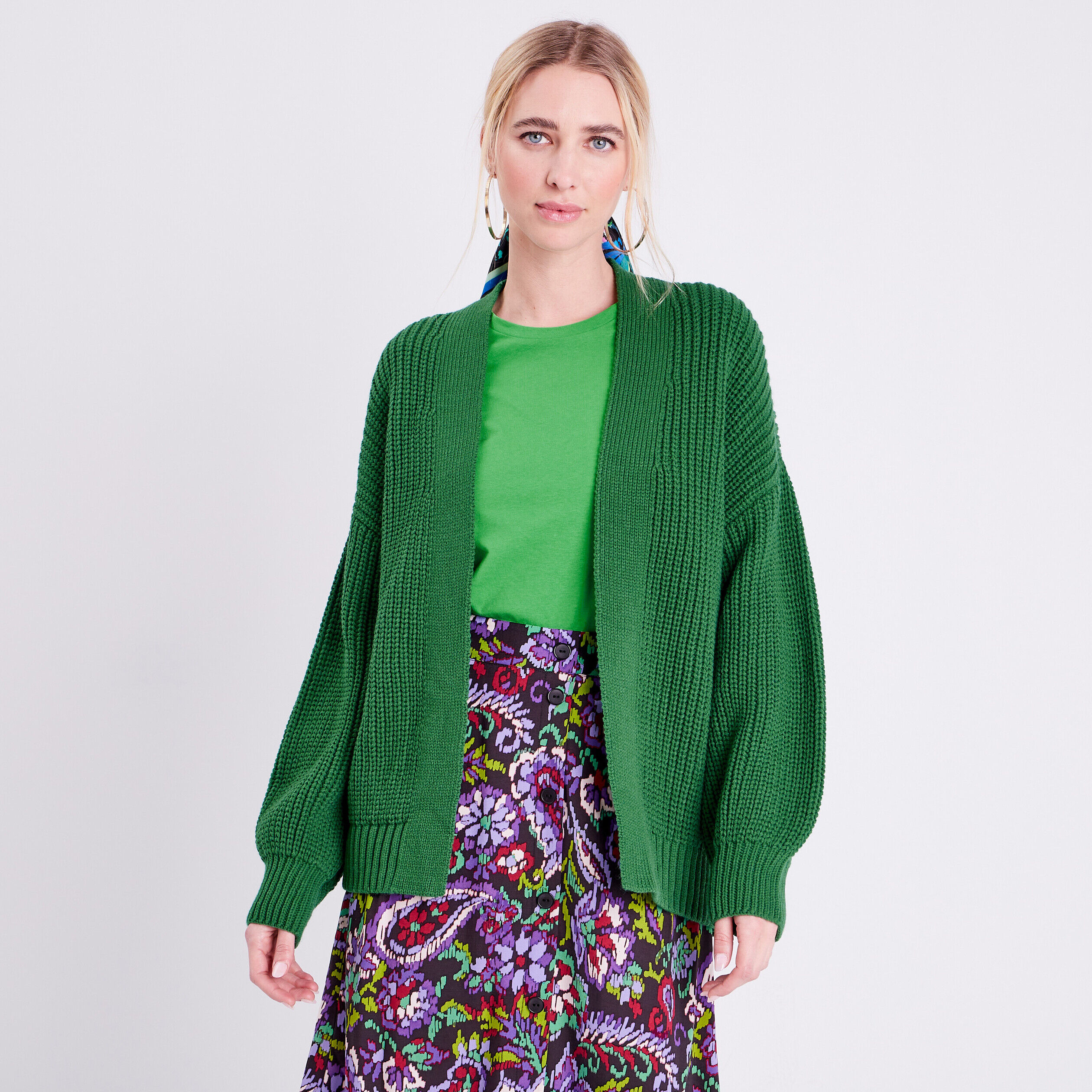 Gilet manches longues vert femme | Cache Cache