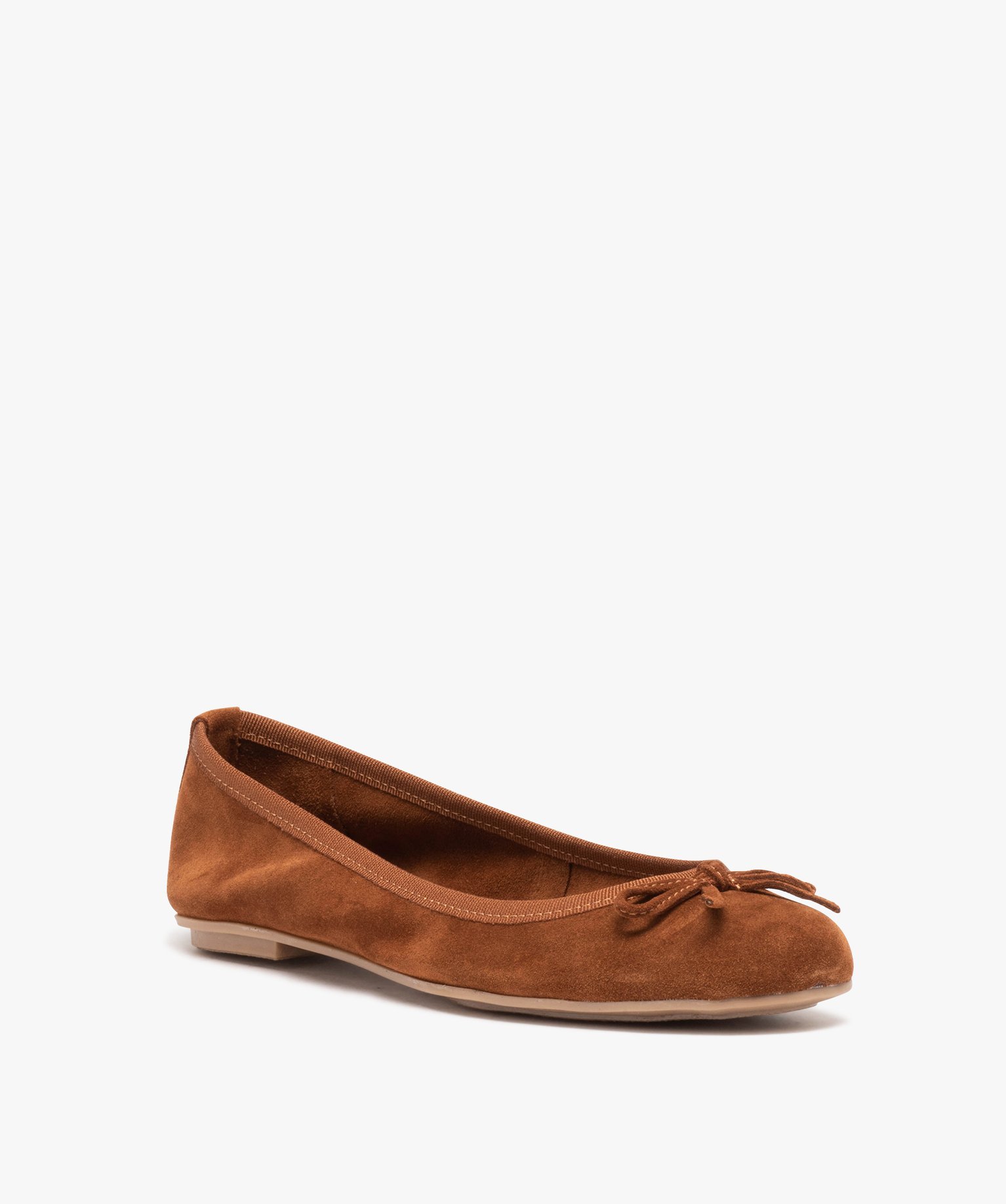 Ballerines plate dessus en cuir femme - Tanéo marron | GEMO