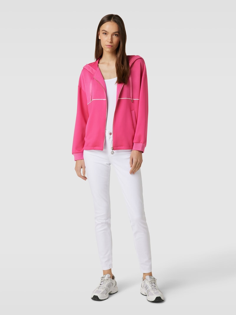 Sweatjacke mit Kapuze und Tunnelzug in pink