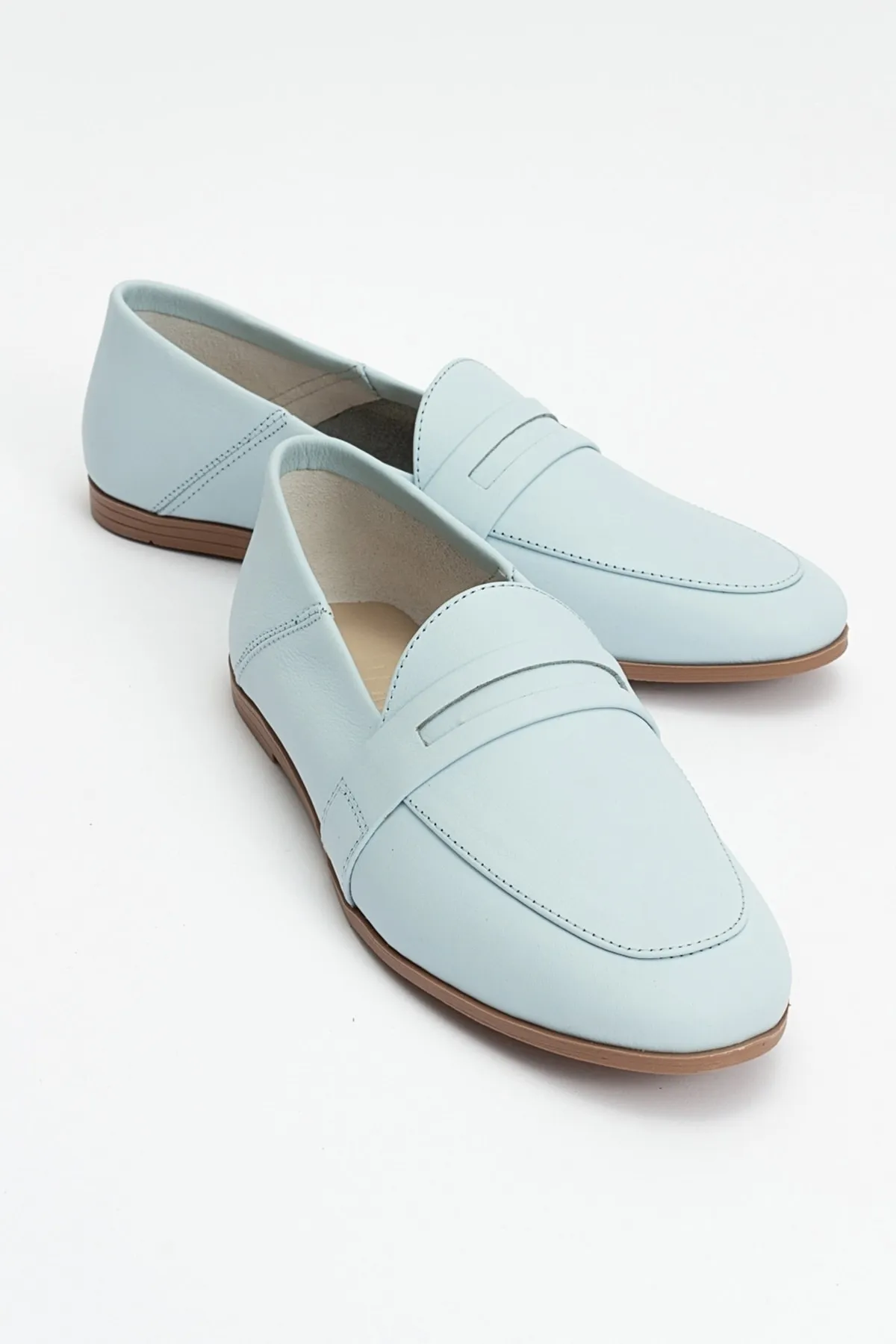 LuviShoes  Babyblaue Ballerinas aus echtem Leder für Damen