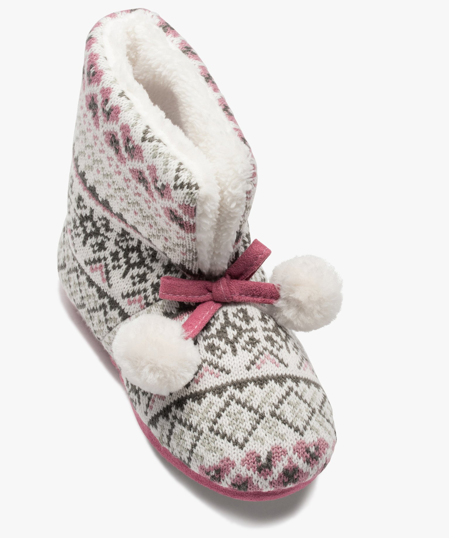 Chaussons femme boots en maille jacquard multicolore multicolore | GEMO