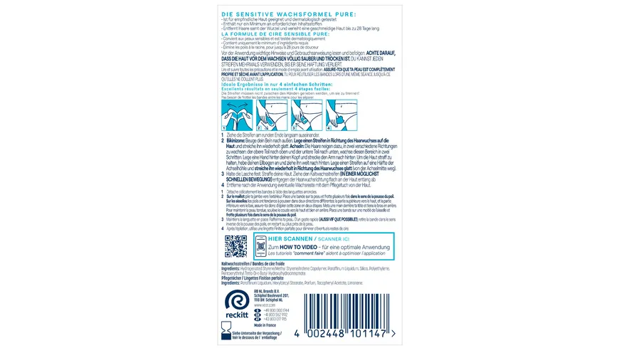 Veet PURE Kaltwachsstreifen Bikini & Achseln