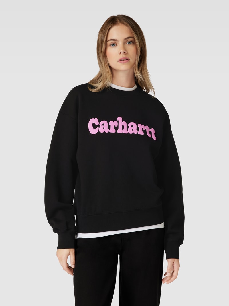 Oversized Sweatshirt mit Label-Print Modell 'BUBBLES' in schwarz
