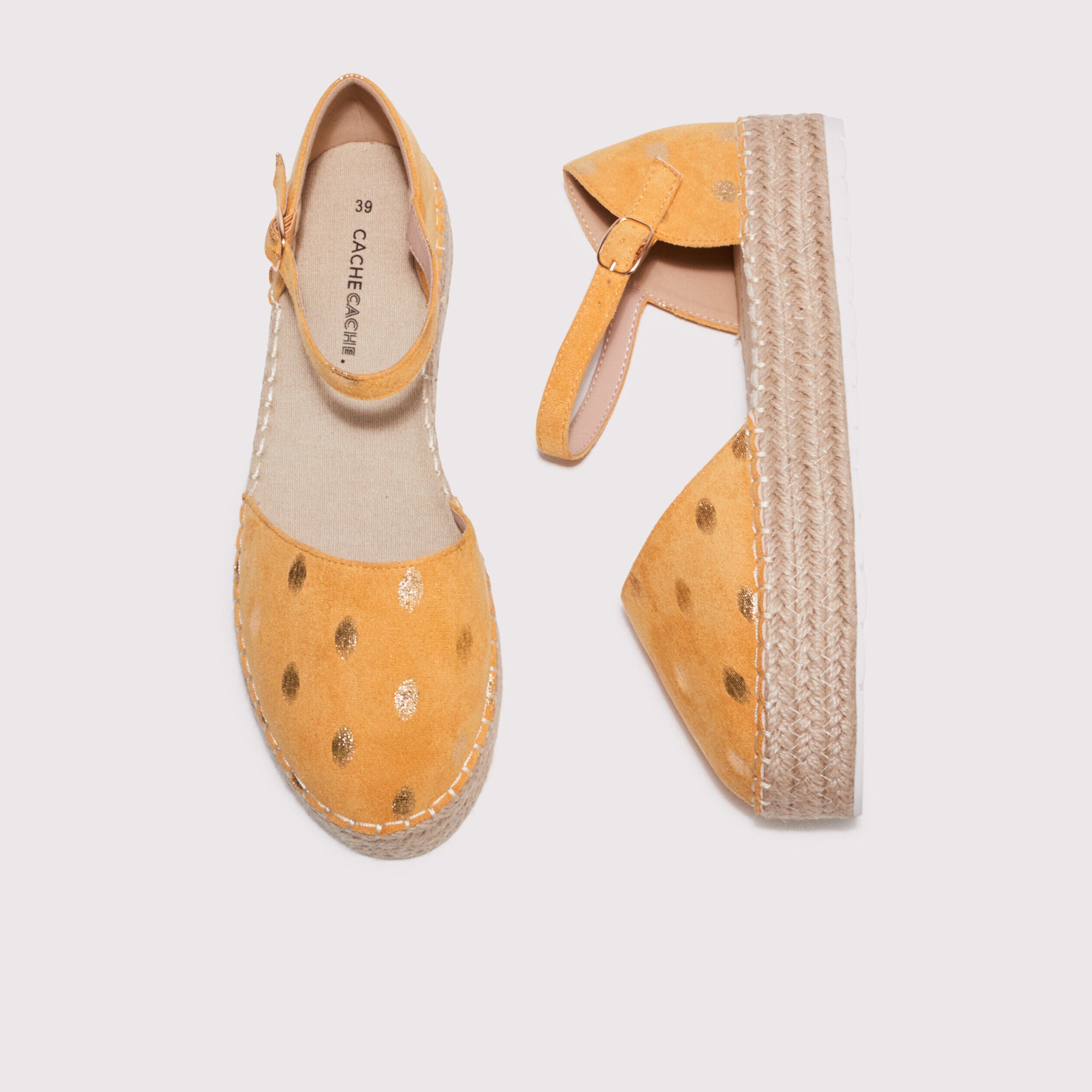 Espadrilles plates compensées jaune clair femme | Cache Cache