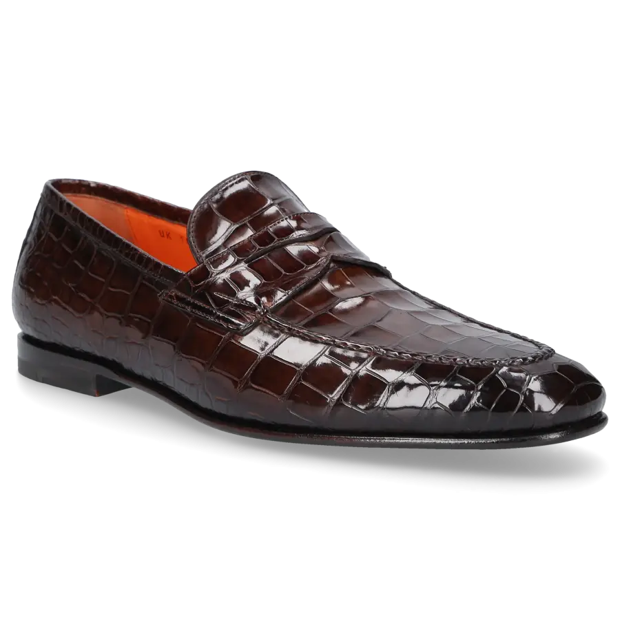Santoni - Loafer 15609 Krokodilleder - braun