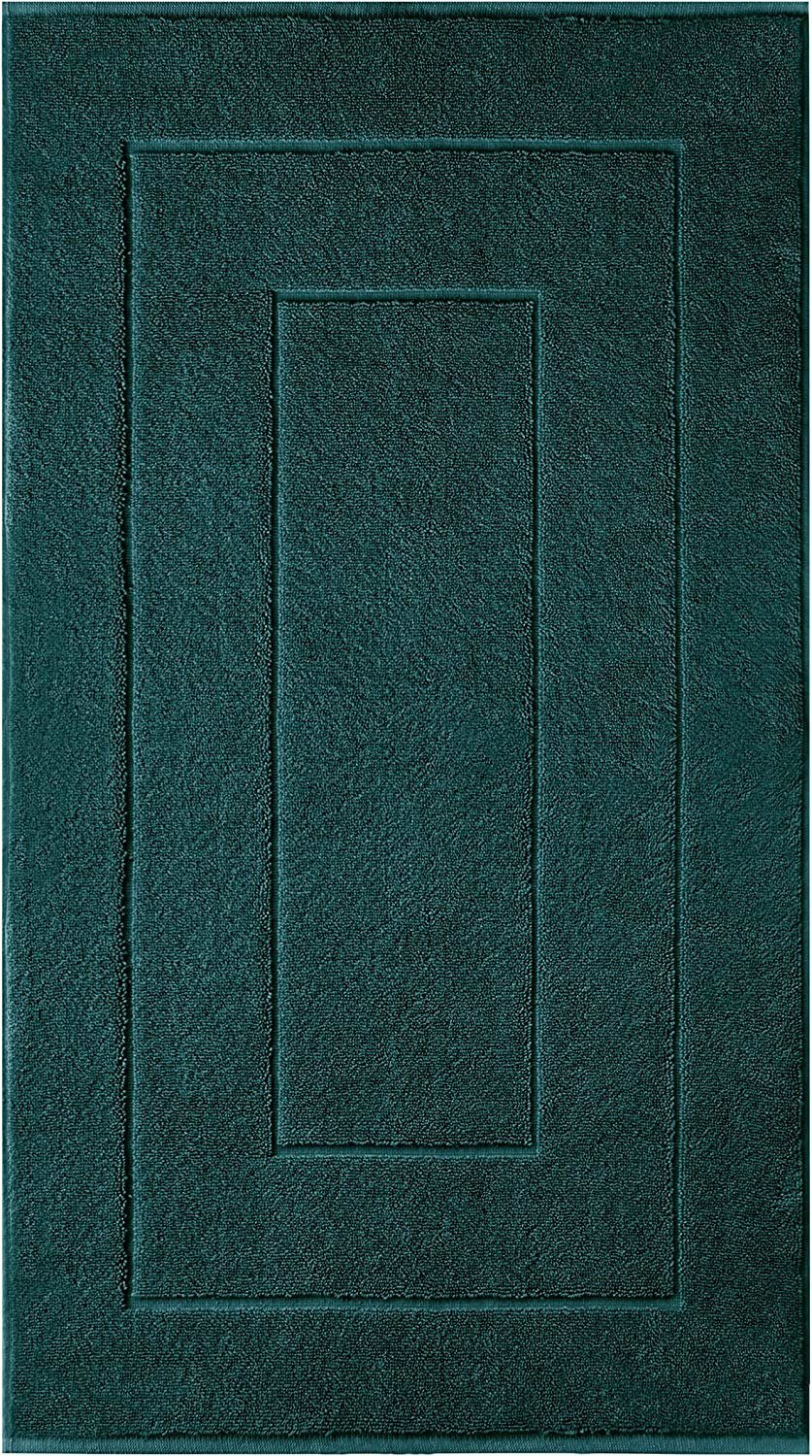 Badematte London Lashuma, Höhe 5 mm, schnell trocknend, Frottee, rechteckig, Dunkel grüner Badläufer Frottee 50x80 cm