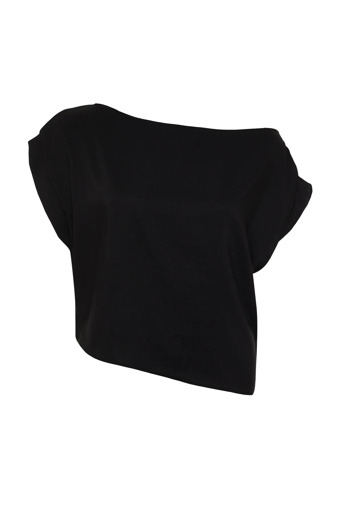 Trendyol Curve  Schwarze gewebte Bluse mit U-Boot-Ausschnitt TBBSS24AF00038