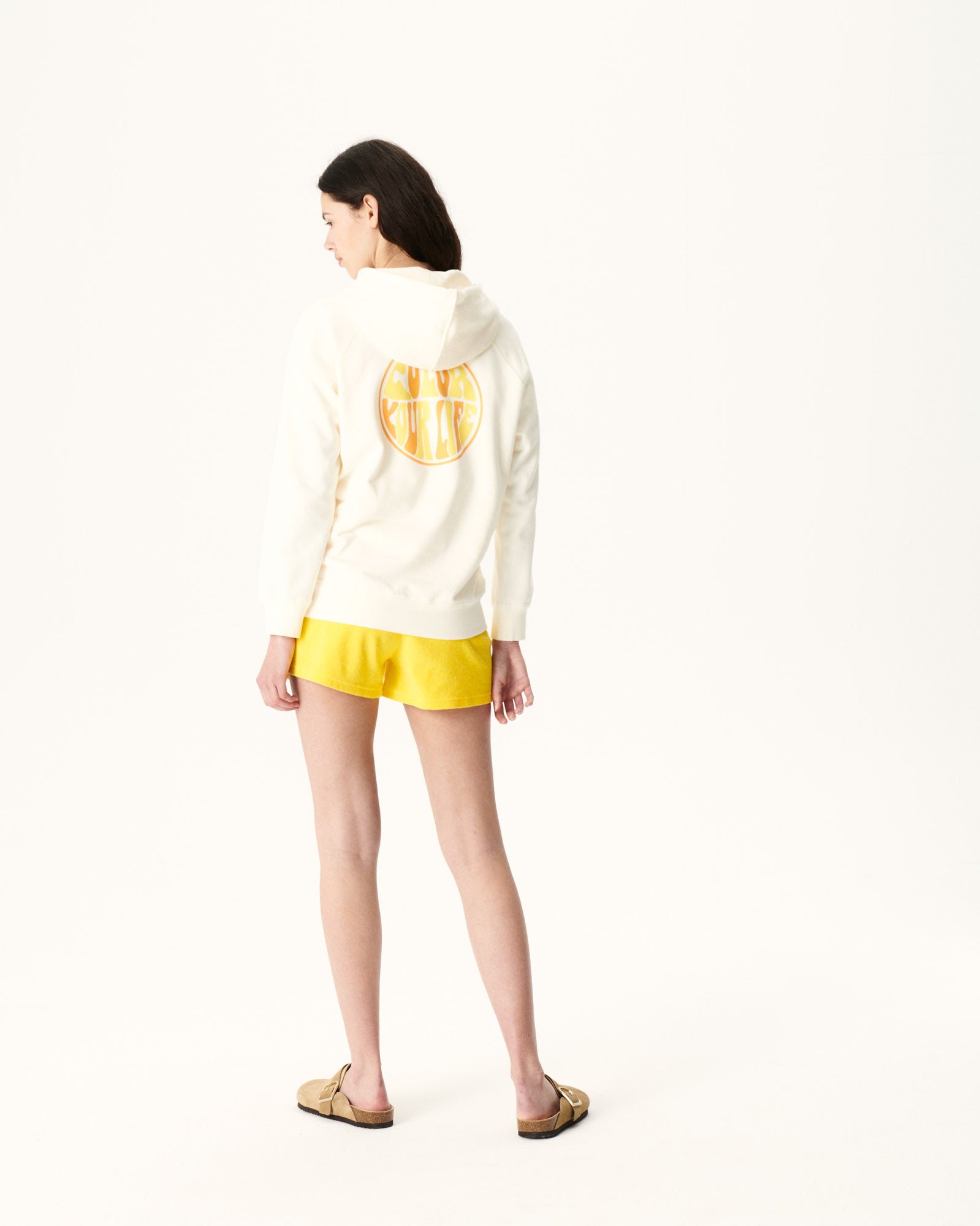 Sweat molleton à capuche femme en coton biologique Ecru Monteria