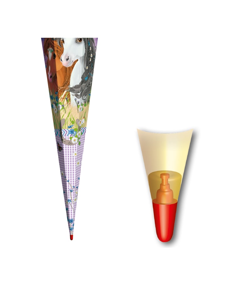 ROTH Schultüte groß Blumenpferde 85 cm, Glitter in Lila günstig kaufen onesize