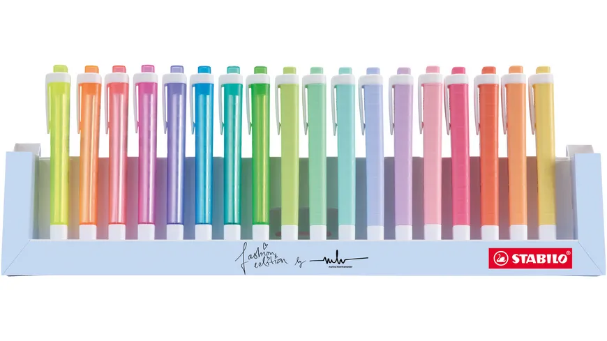 STABILO® Textmarker - STABILO swing cool - 18er Tischset - mit 18 verschiedenen Farben, 8 Leuchtfarben und 10 Pastellfarben sortiert