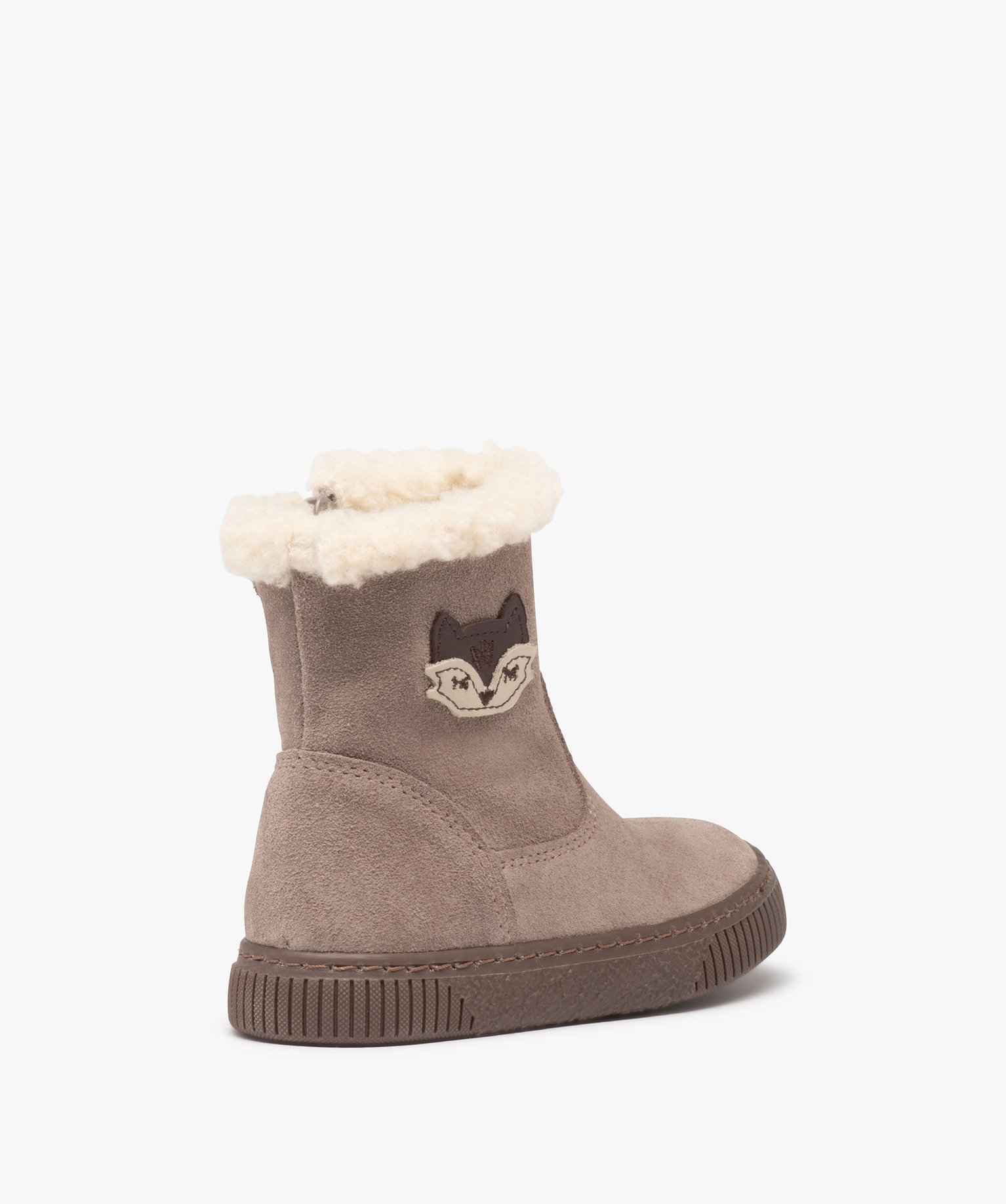 Boots fourrées fille dessus cuir retourné uni – NA! beige | GEMO
