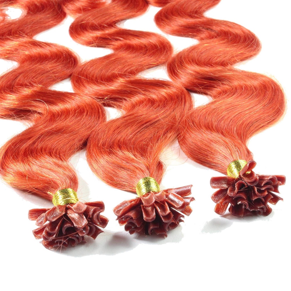 hair2heart Extensions à chaud bonding cheveux naturels #130 Rouge cuivré 0.5g extensions