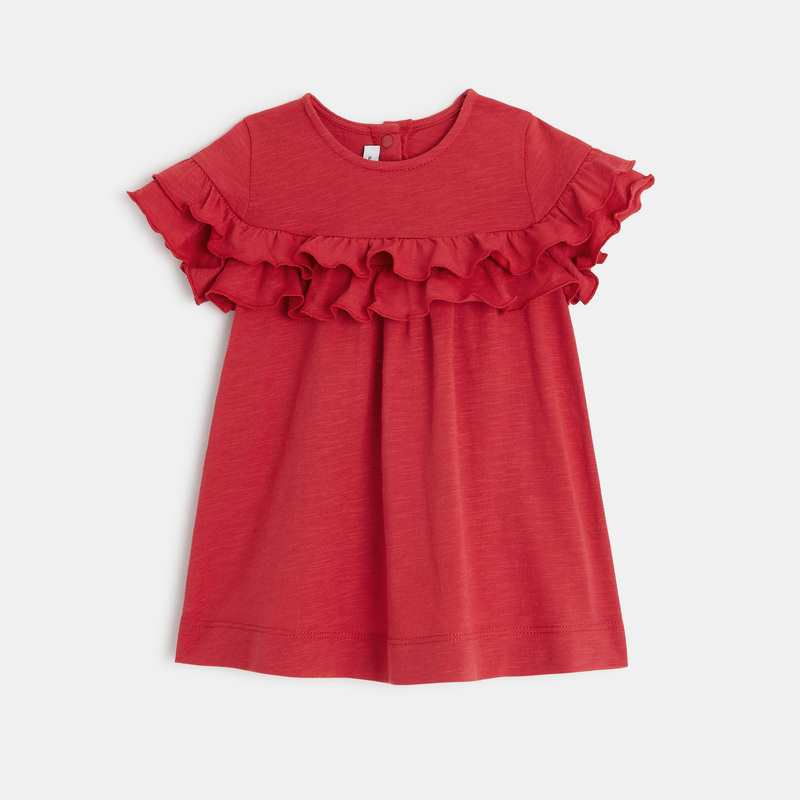 Robe bébé fille rouge uni en coton bébé fille Absorba