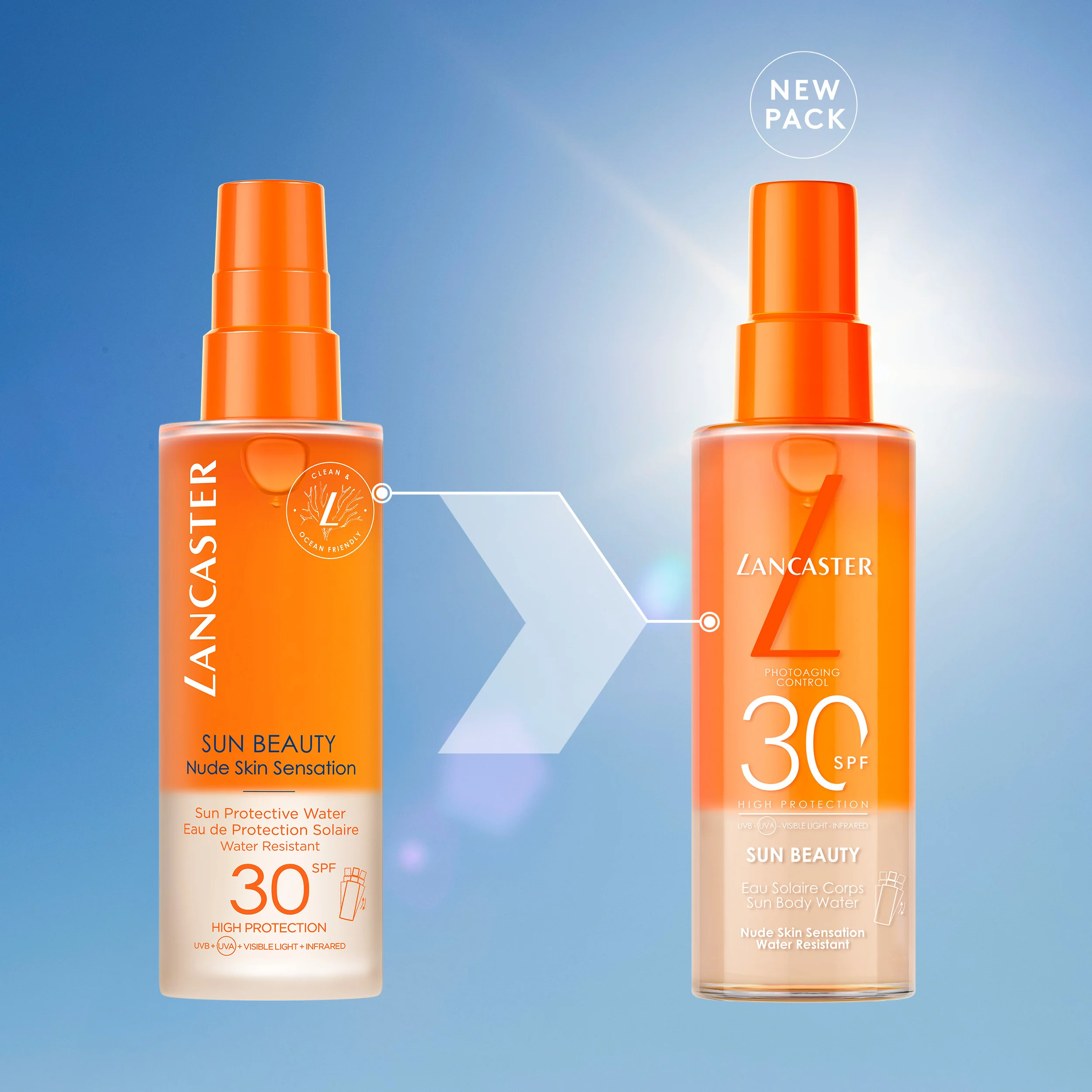 Sun Beauty Solbeskyttende Vand SPF30 - Solspray til kroppen med høj beskyttelse.