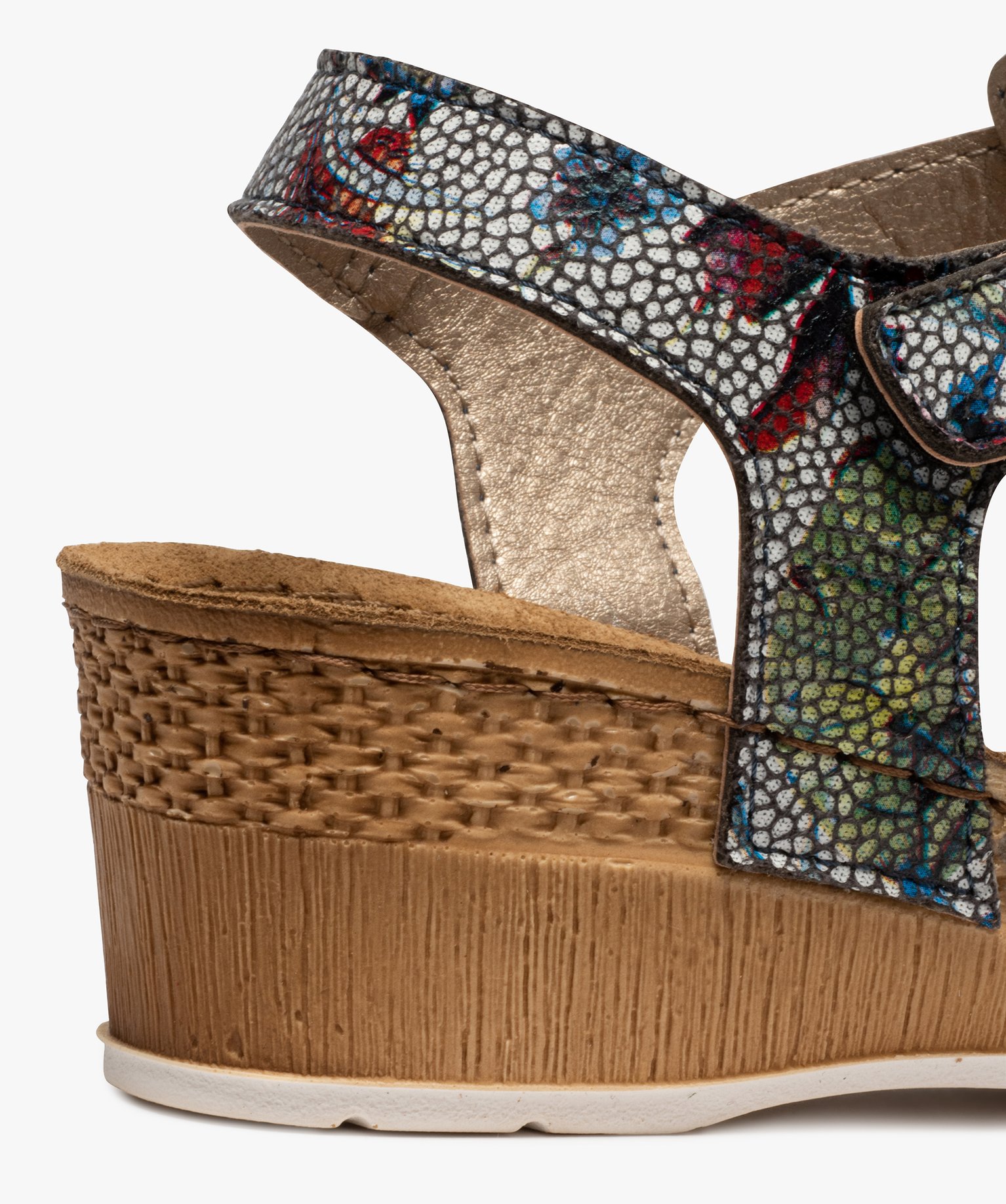 Sandales femme confort dessus multicolores finitions strass bleu | GEMO