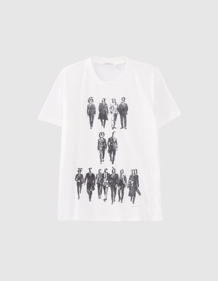 T-shirt blanc visuel gang en costumes Homme