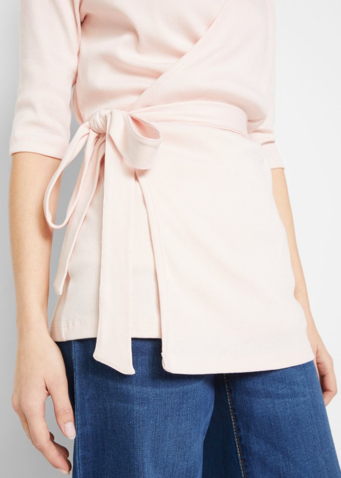 Ripp-Wickelshirtjacke, 1/2 Arm