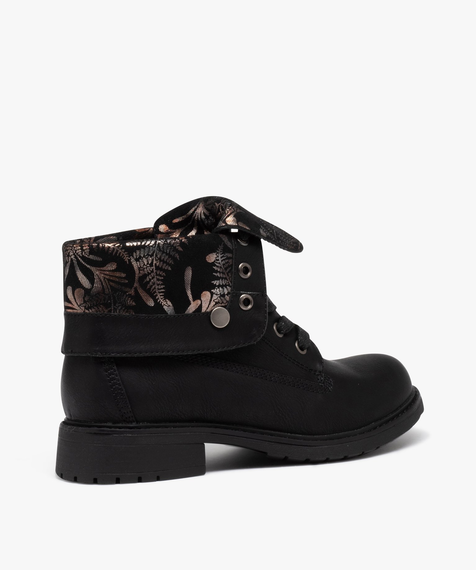 Boots biker avec tige rabattable à motifs pailletés femme noir | GEMO