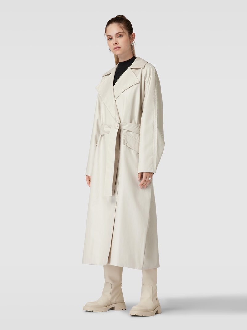 Trenchcoat mit Bindegürtel Modell 'GLOSSY' in beige