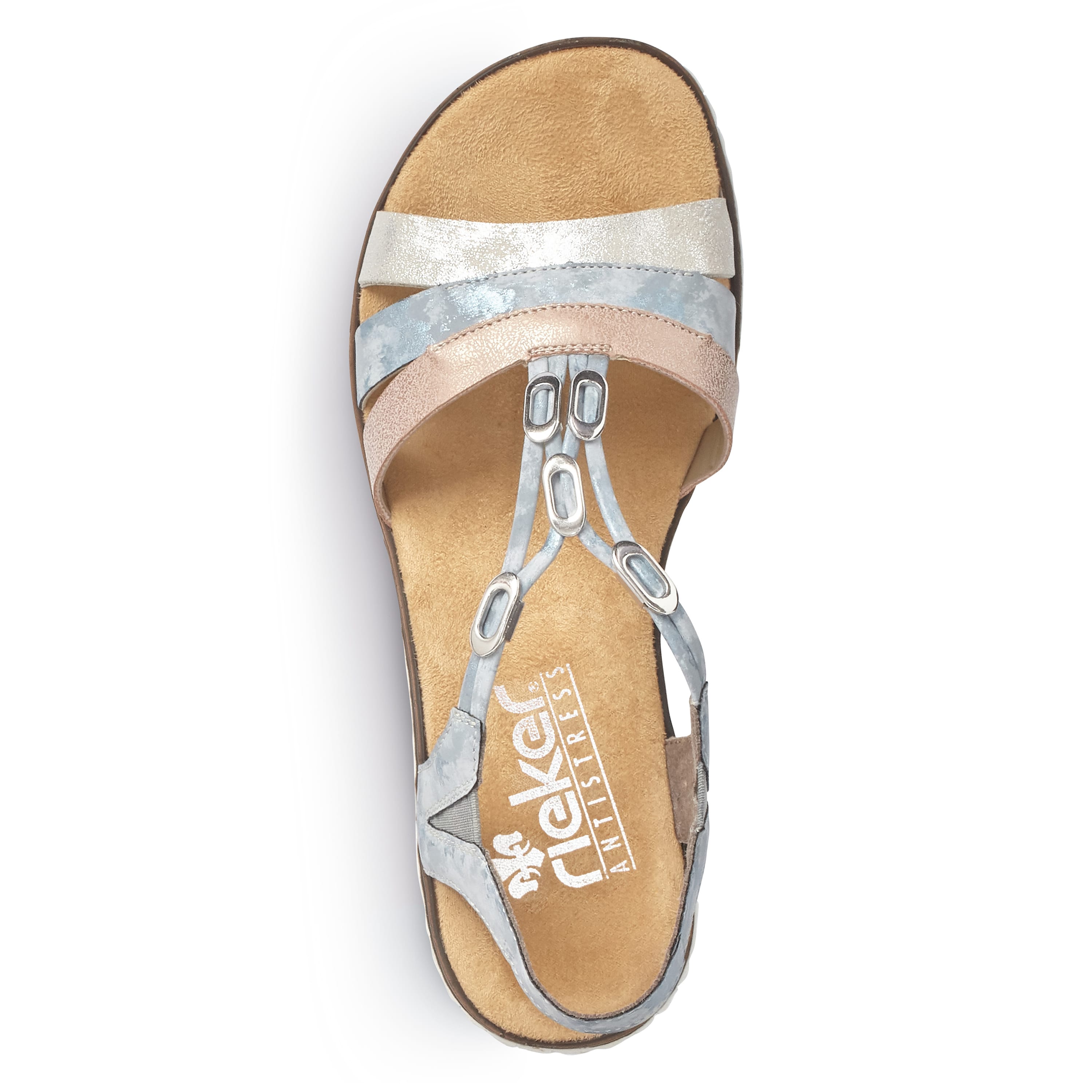 Rieker Damen Keilsandaletten himmelblau-hellbeige