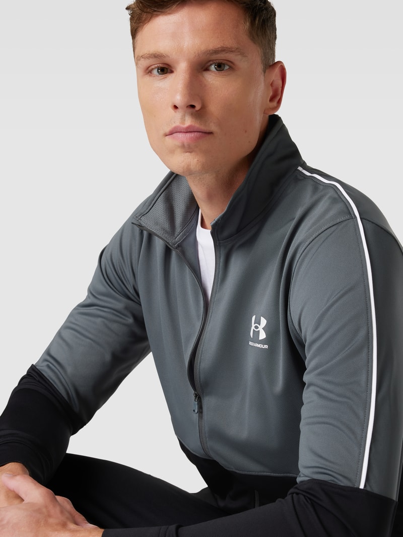 Sweatjacke mit Stehkragen in graphit