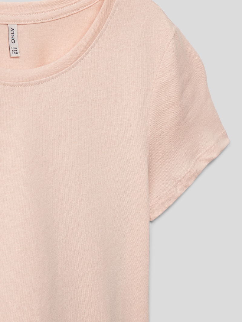 T-Shirt mit geripptem Rundhalsausschnitt Modell 'STELLA' in altrosa