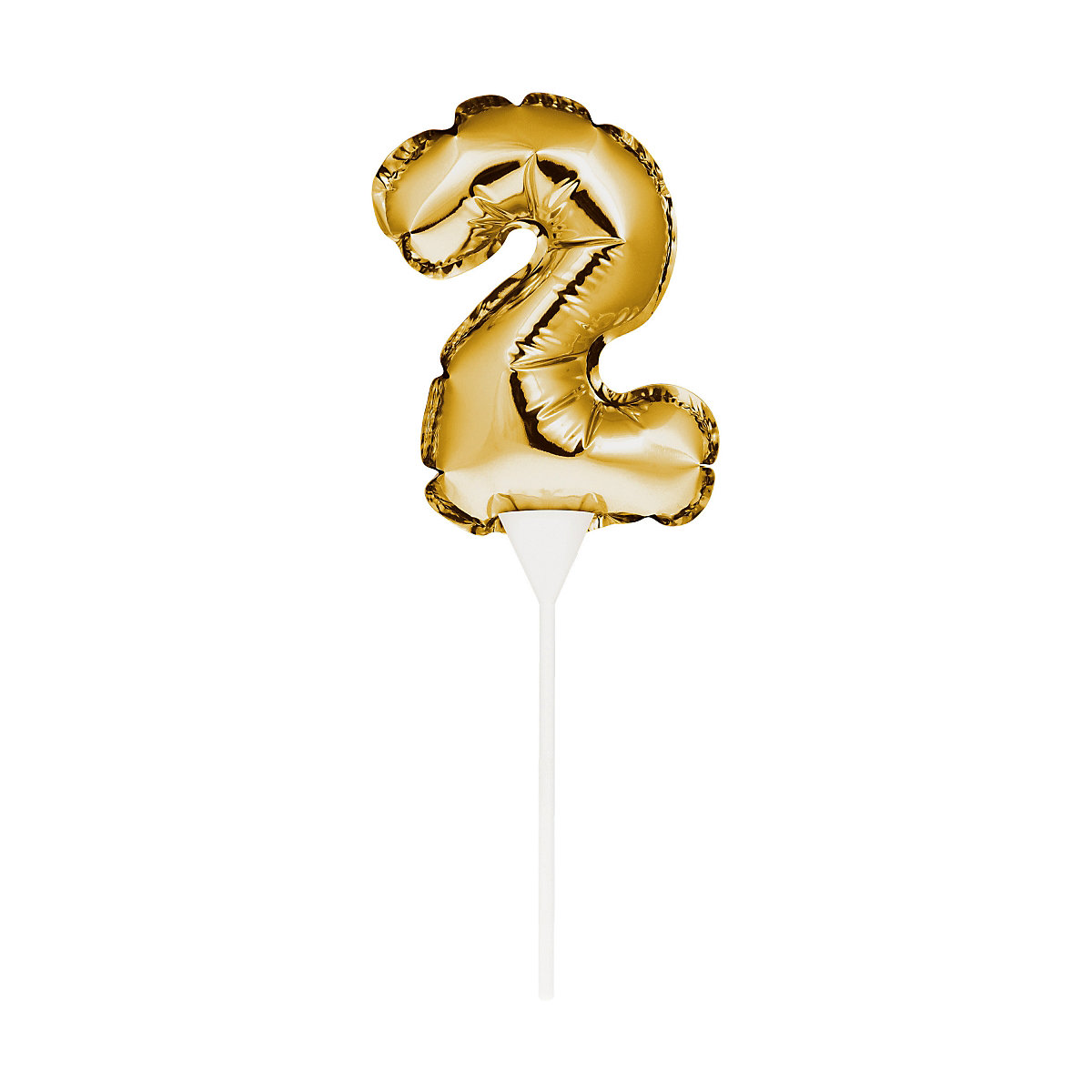 Kuchenpicker Folienballon Gold Zahl 2, 22,9 x 8,9 cm