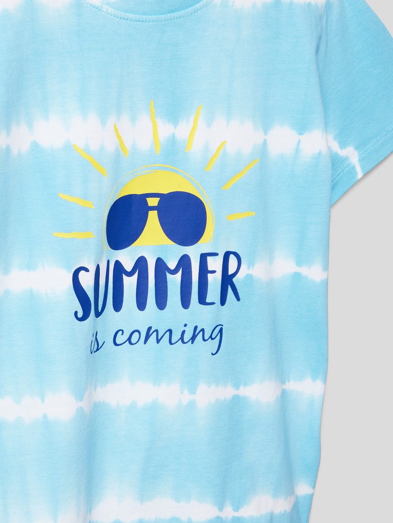 T-Shirt mit Statement-Print Modell 'ZADYE' in hellblau