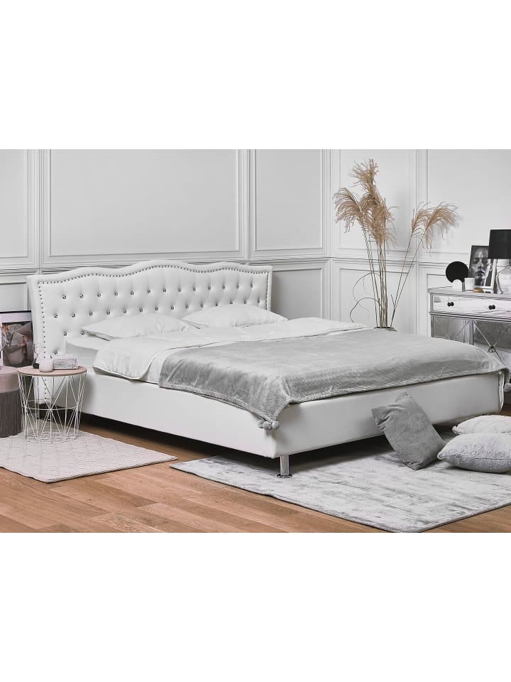 Beliani Doppelbett METZ in Weiß/Silber - (W) 212 x (H) 103 x (L) 215 cm günstig kaufen onesize