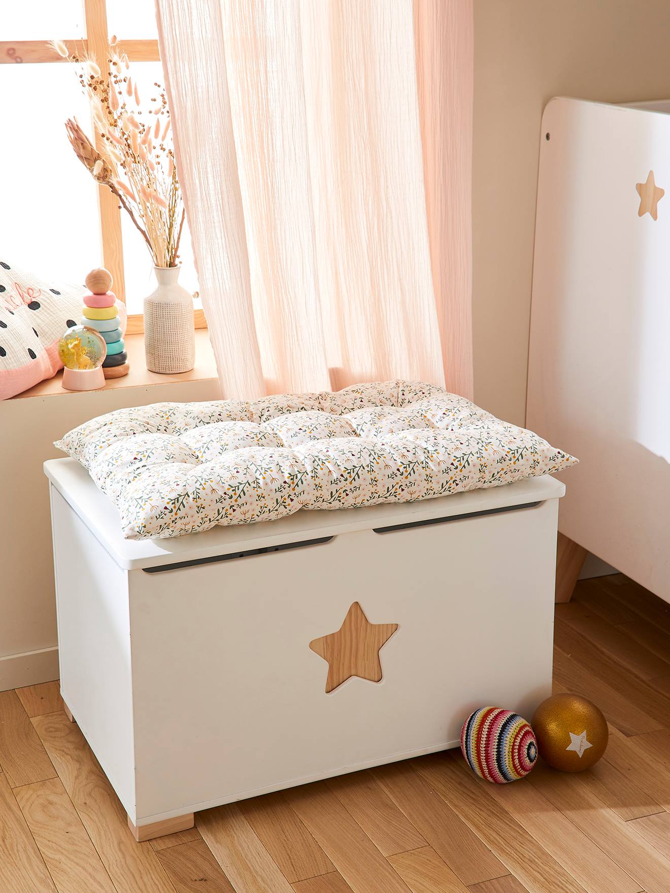 Vertbaudet Kinderzimmer Spielzeugtruhe GROßER BÄR - weiß/natur