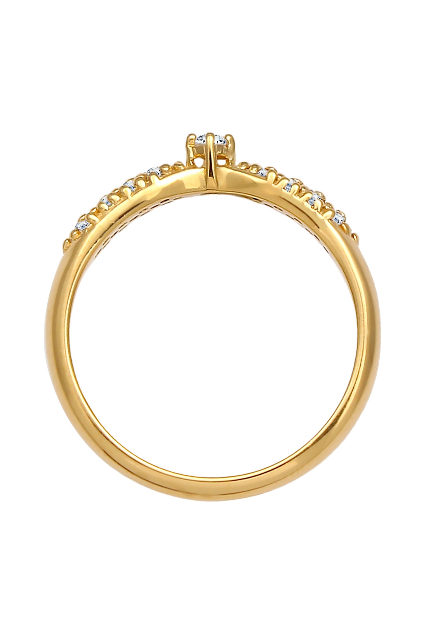 Anello di fidanzamento da donna Elli DIAMONDS, glamour con diamante (0,16 ct) in argento sterling 925 placcato oro.