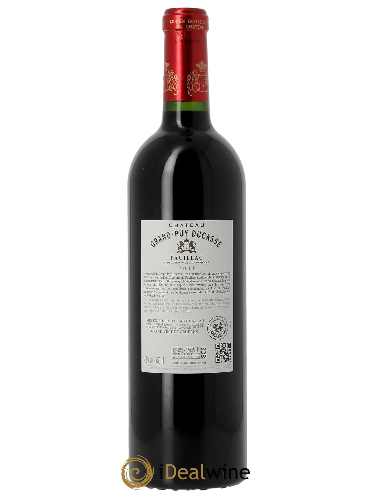 Château Grand Puy Ducasse 5ème Grand Cru Classé (CBO à partir de 12 BTS) 2018 - Lot de 1 Bouteille