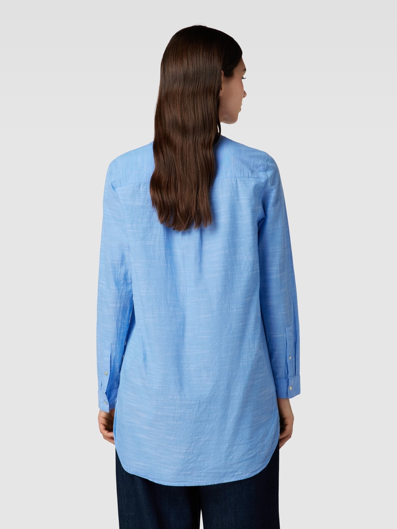 Longbluse mit V-Ausschnitt in blau