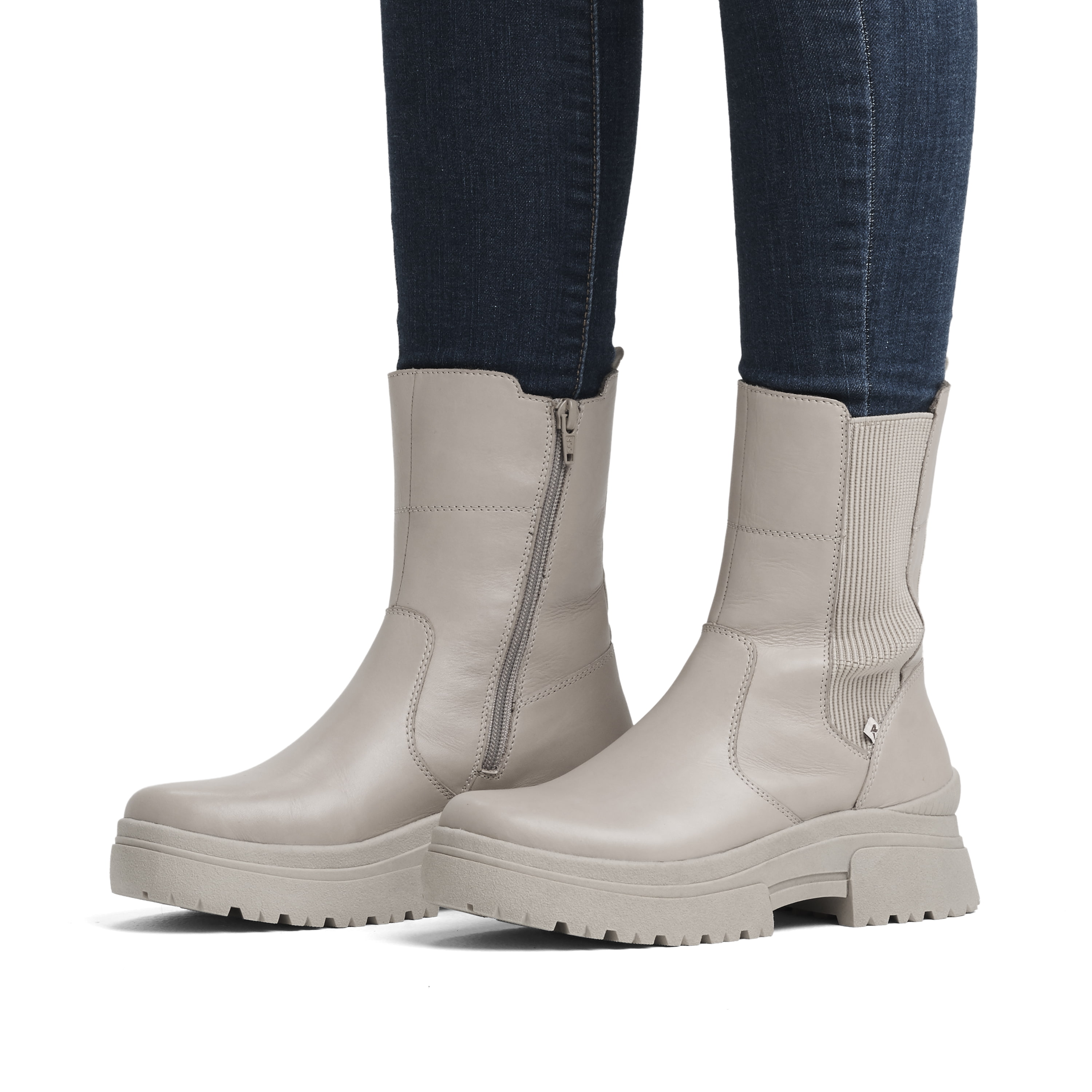 Rieker Damen Chelsea Boots creme beige