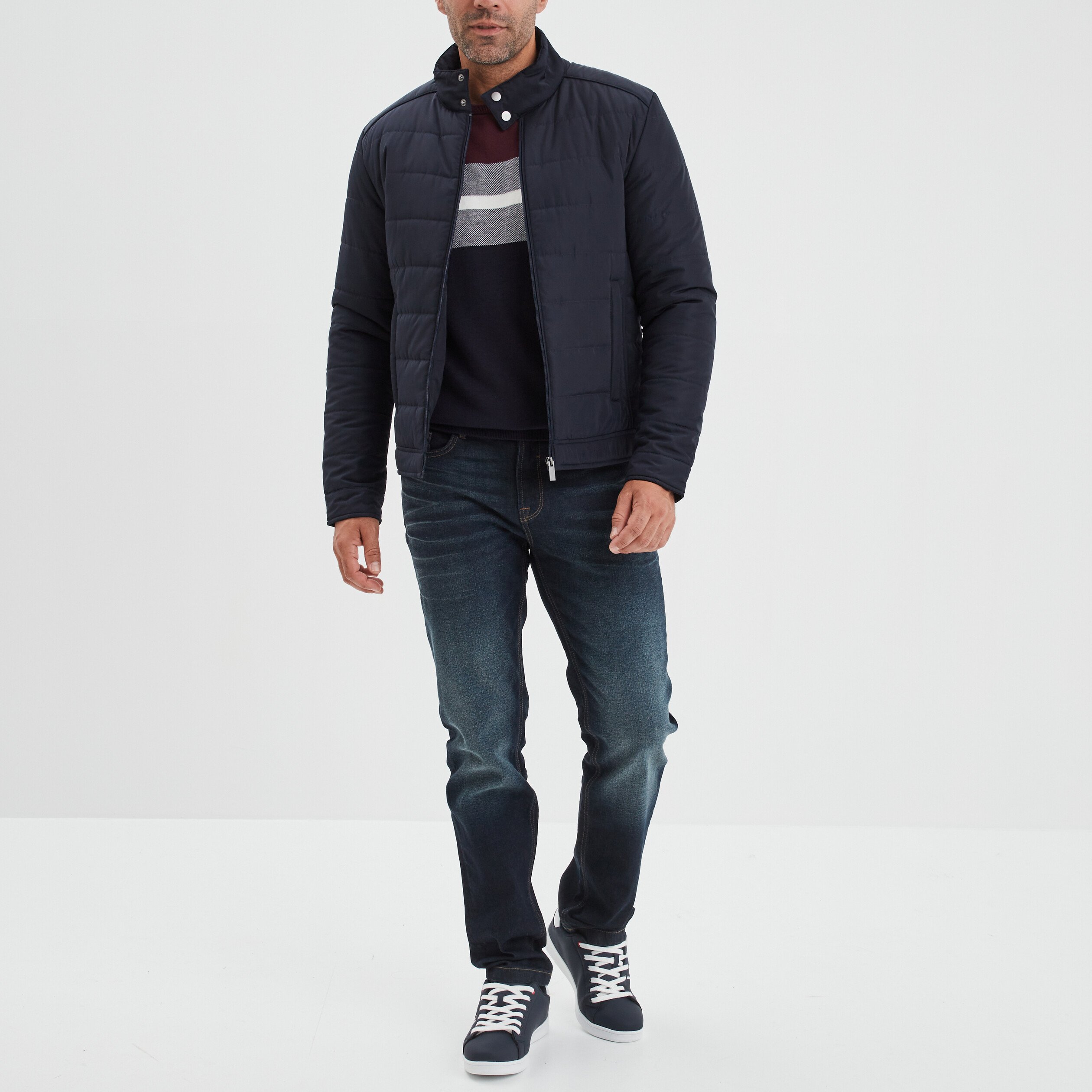 Pull col rond manches longues multicolore homme | La Halle