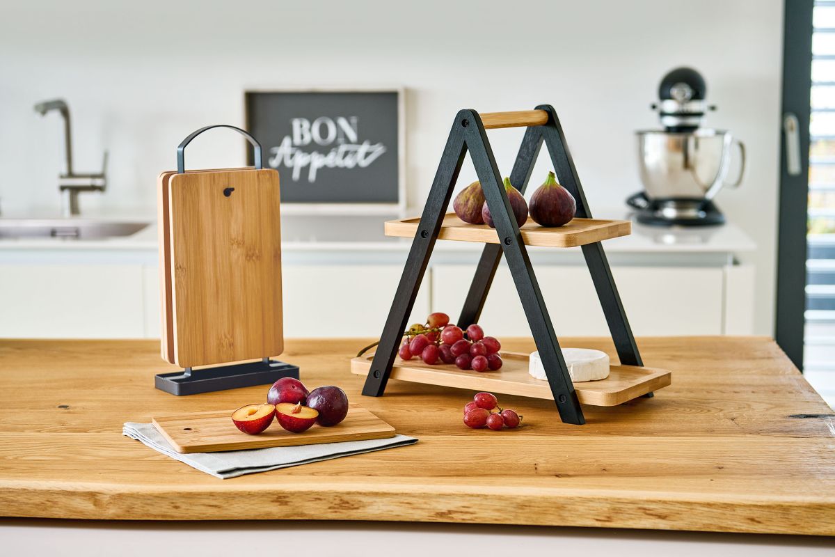 Zeller Etagere Bambus Schwarz