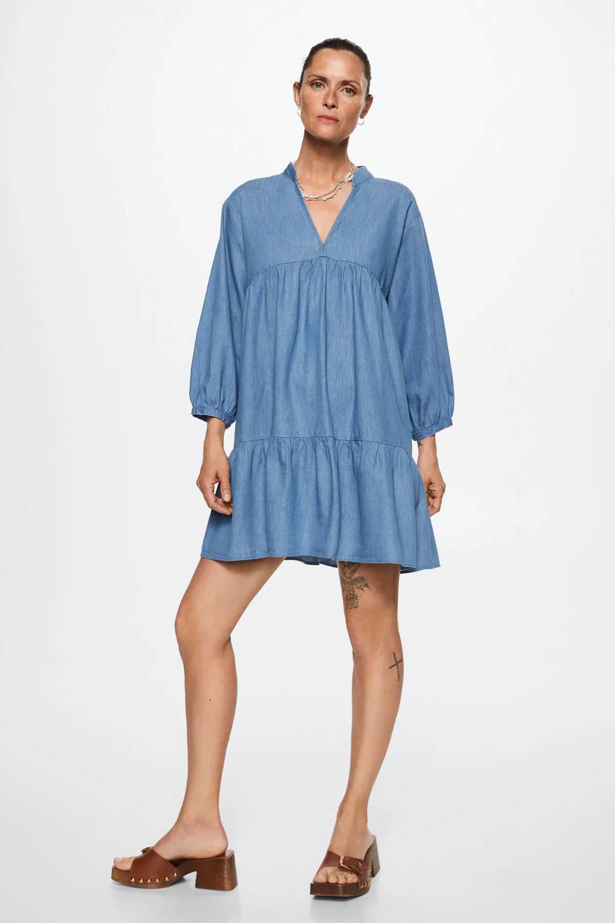 MANGO  37001220 Kleider und Overalls Mittelblau