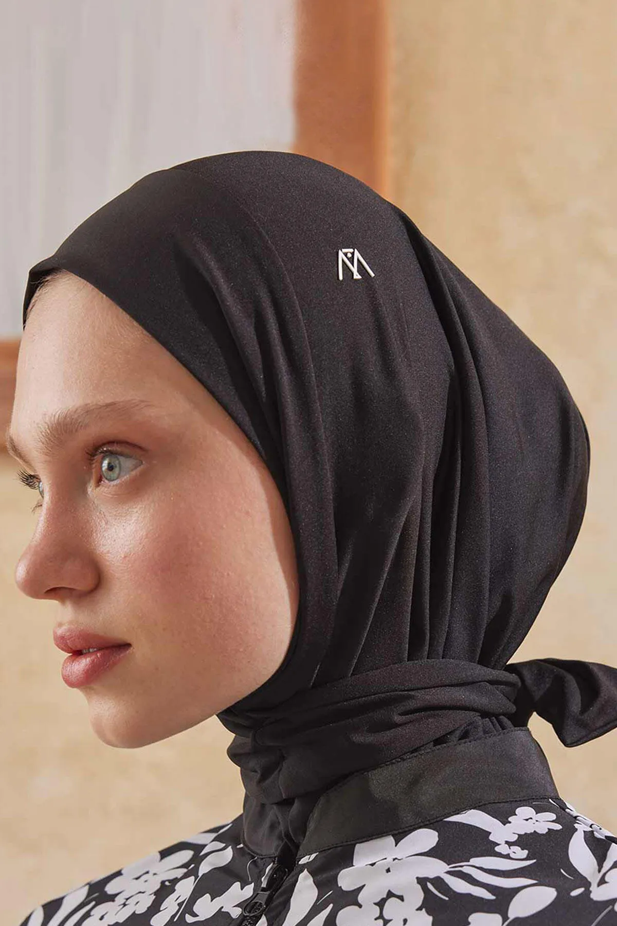Manuka  3-TEILIGES HIJAB-BADEANZUG-SET AUS FALLSCHIRMSTOFF, BLUMIG-GRÜN
