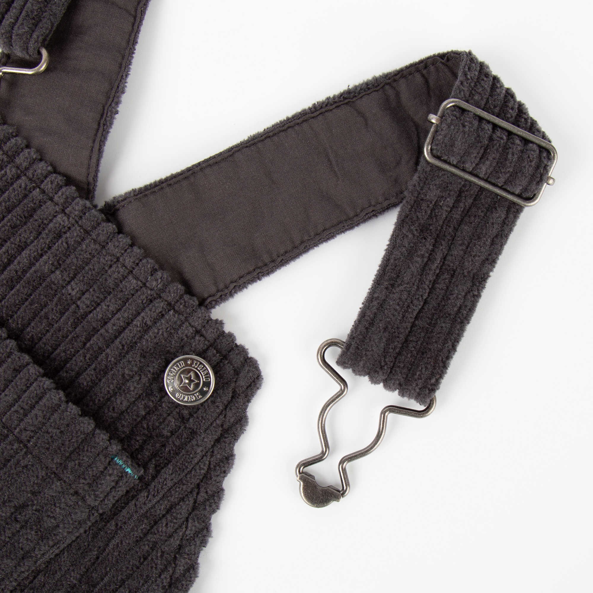 Dunkelgraue Kinder Latz-Cordhose