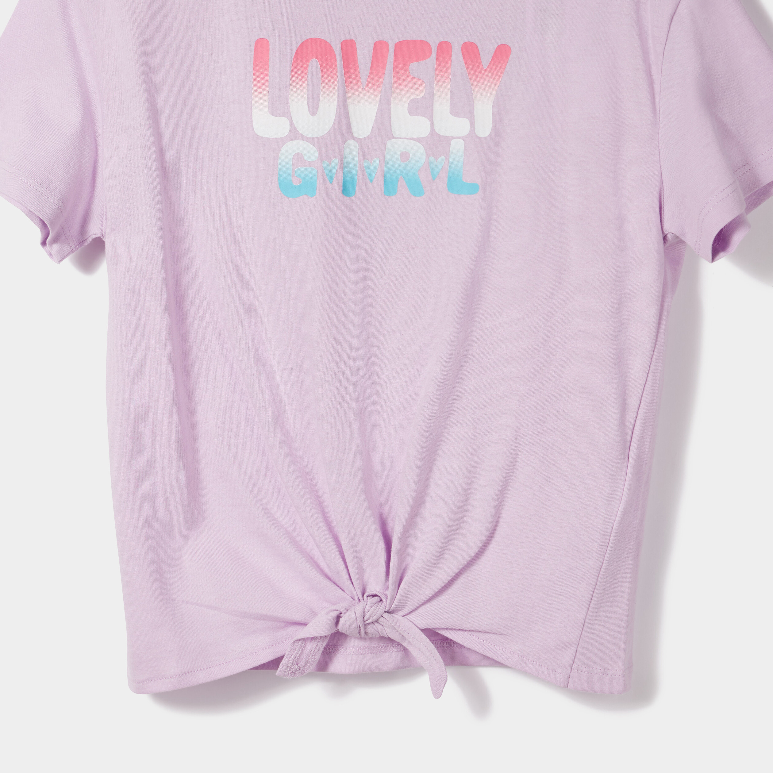 T-shirt manches courtes noué parme fille | La Halle