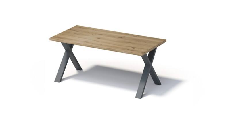 Bisley Fortis Table Regular, 1800 x 900 mm, gerade Kante, geölte Oberfläche, X-Gestell, Oberfläche: P natürlich / Gestellfarbe: 334 anthrazitgrau