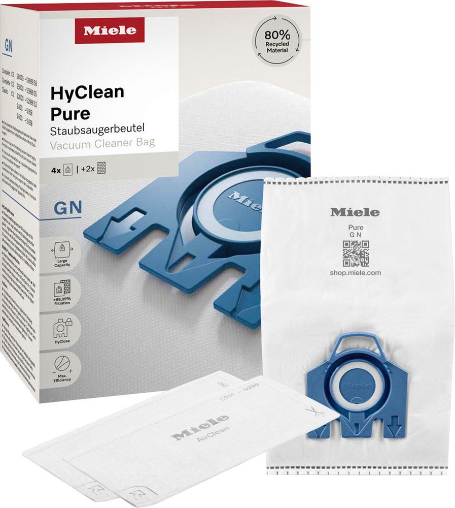 Miele Staubsaugerbeutel GN HyClean Pure 2.0 / Mit bester Filtrationsleistung, passend für Miele, 6 St.